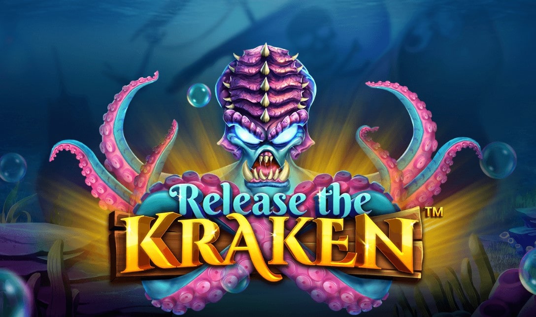 The logo of the free demo of Release the Kraken slot machine, which can be played on netgames-play.com